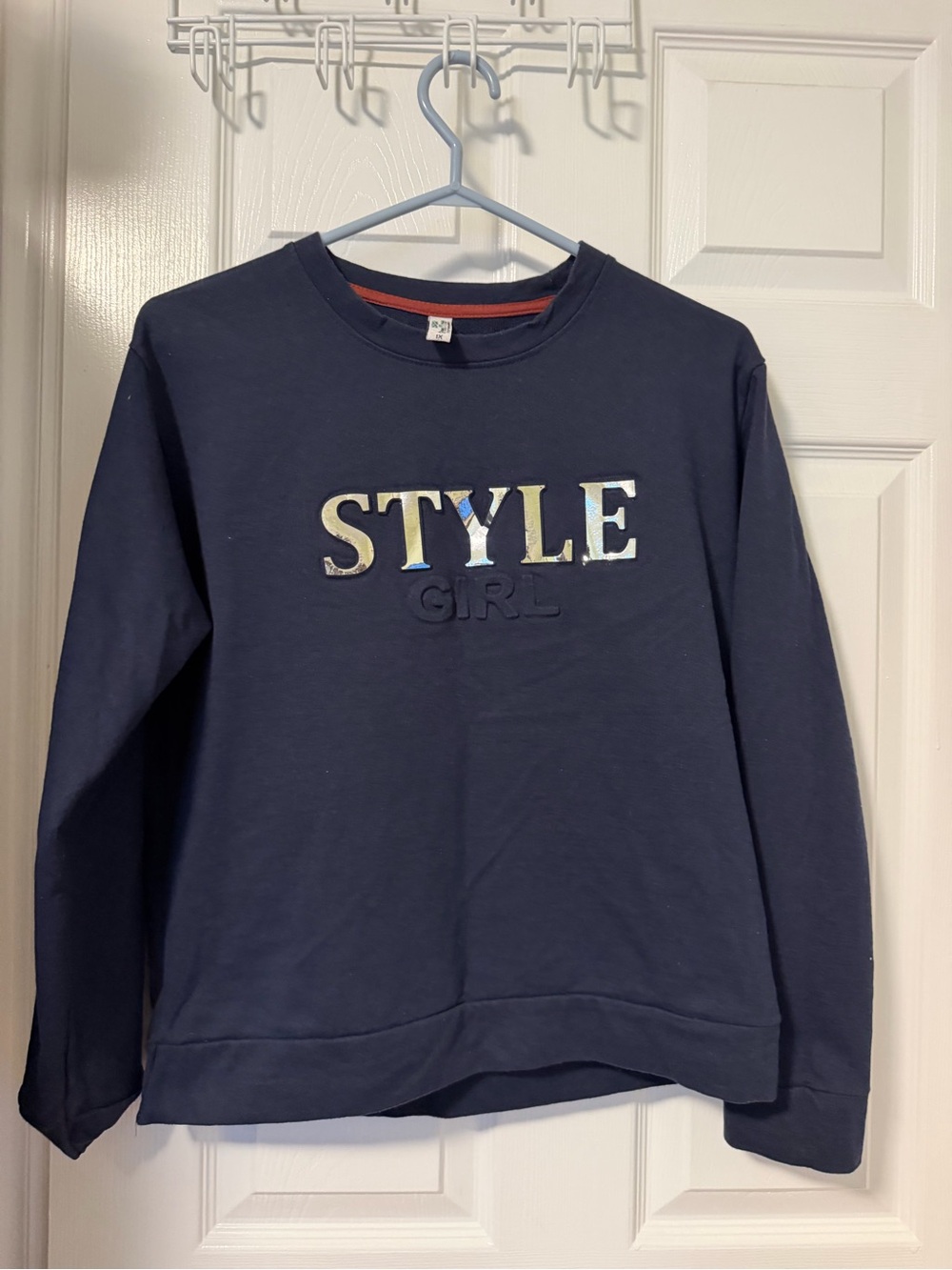 Girls' Navy "Style Girl" Crewneck Sweatshirt